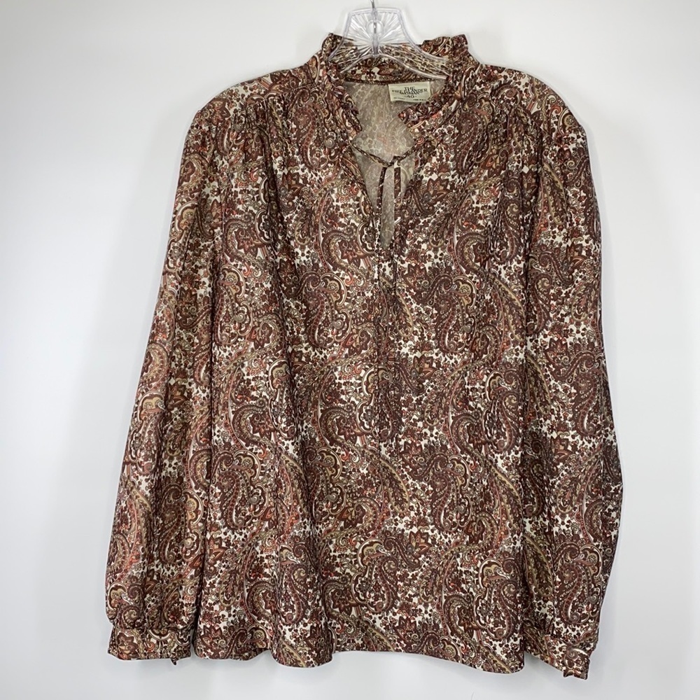 The Fire Islander Woman Brown Paisley Vintage Blouse